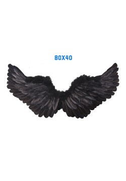Крылья Ангела чёрные 80*40см (перо, картон)