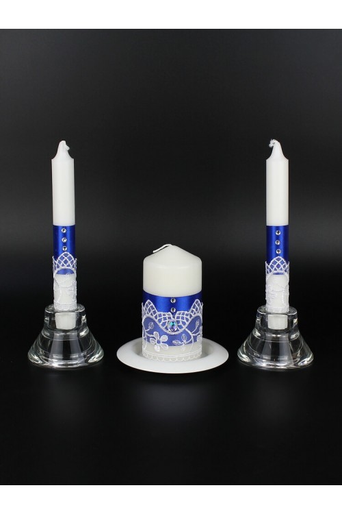 Набор свечей "Аэлита" (очаг 12*6см, тонкие 2шт) синий
