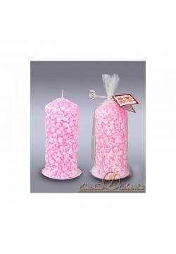 Свеча-очаг Цилиндр "Цветочный" 70*170 мм, розовый