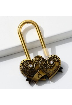 Замочек свадебный "Ты + Я = Семья" стразы, 6,8*4,5 см