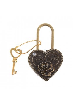 Замочек свадебный с ключом "Вместе навсегда" роза, 4,5*8 см