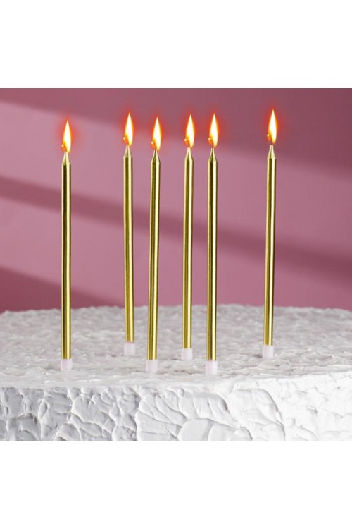 Свечи для торта "Золотые" 13 см (6 шт)