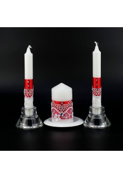 Набор свечей "Аэлита" (очаг 12*6см, тонкие 2шт) красный