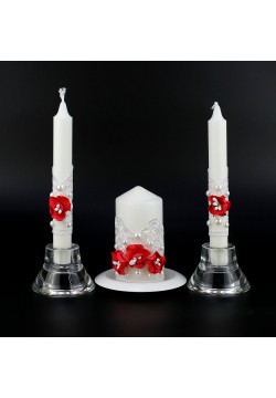 Набор свечей "Любовь" (очаг 12*6см, тонкие 2шт) красный
