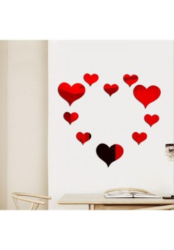 Декор на стену "Сердца" зеркальный, красный 10 шт (акрил)