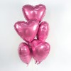 Шар фольга Сердце, Розовый пион 19''/48см