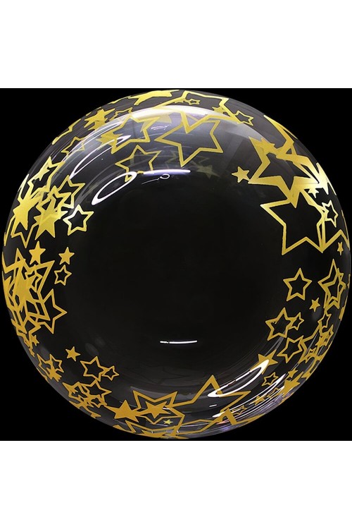 Шар Сфера Deco Bubble 18"/46см Золотые звёзды, Кристалл