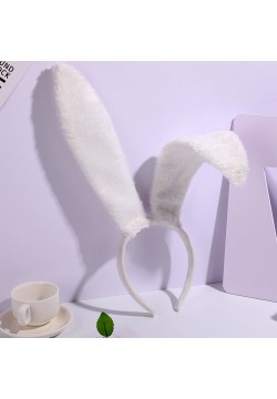 Ободок Уши Зайца белые (мех) 40*17см