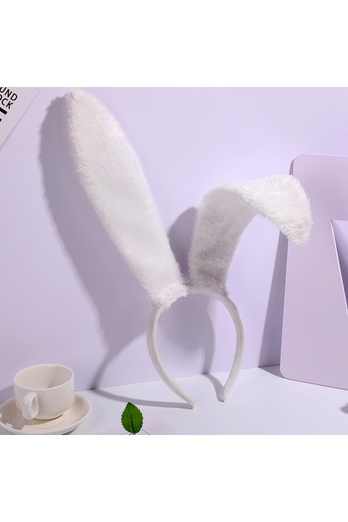Ободок Уши Зайца белые (мех) 40*17см