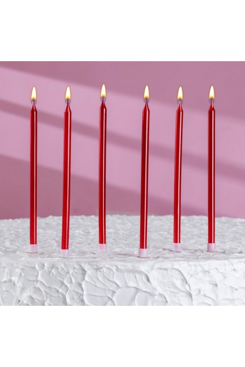 Свечи для торта "Рубиновые" 12,5 см (6 шт)