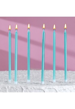 Свечи для торта "Голубые Металлик" 12,5 см (6 шт)