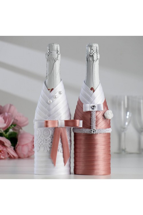 Костюмы на шампанское "Жених и Невеста" (пыльная роза)