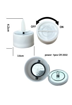 Свеча LED 3,6*4,5см мерцание, фитиль (тёплый белый свет)