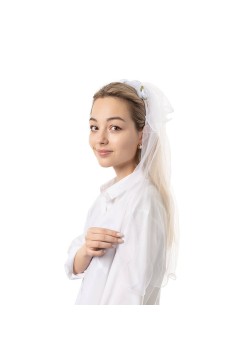 Фата на девичник на ободке с цветами 60 см