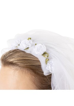 Фата на девичник на ободке с цветами 60 см