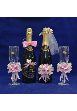 Комплект свадебный "Жених и Невеста" крем-роз