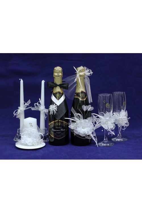 Комплект свадебный №47-3-1 "Жених и Невеста" (чёрно-белый)