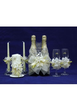 Комплект свадебный №35-3-2 "Лилия" крем-золото