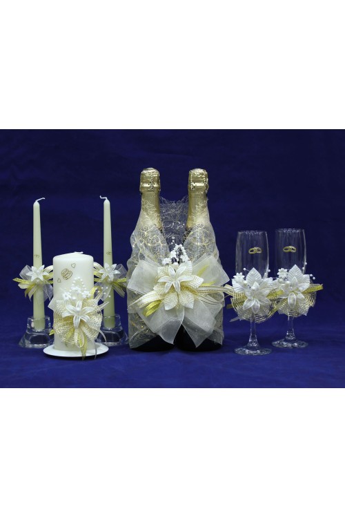 Комплект свадебный №35-3-2 "Лилия" крем-золото