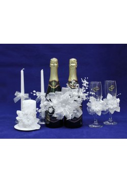 Комплект свадебный №32-3 "Хризантемы" (белый)