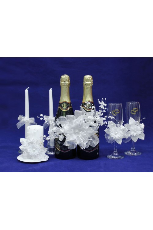 Комплект свадебный №32-3 "Хризантемы" (белый)