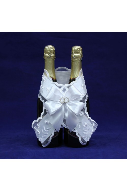 Украшение на шампанское "Кружевница" (белый)