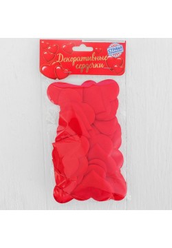 Сердечки 5 см, текстиль, красный (25 шт)