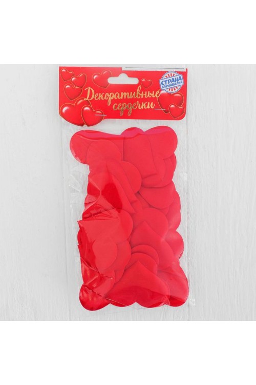 Сердечки 5 см, текстиль, красный (25 шт)