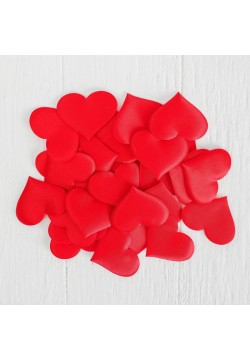 Сердечки 5 см, текстиль, красный (25 шт)