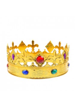 Корона королевская "Флёр-де-лис" золотая (пластик, стразы)