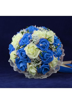 Букет-дублёр Розы латекс 3, (айвори-синий)