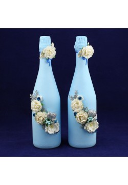 Набор свадебных бутылок крашенных с цветами