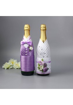 Костюмы на шампанское ЖиН "Атлас цветы" (сирень-белые)