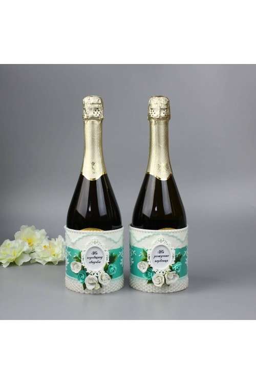 Тубы на шампанское (рамки, цветы) тиффани