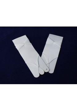 Перчатки Митенки атласные со сборкой Миди (белый)