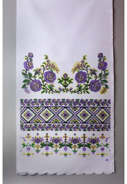 Рушник габардин Орнамент/Розы (синий)