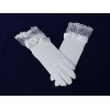 Перчатки сетчатые с рюшкой и бантиком Миди (белые)