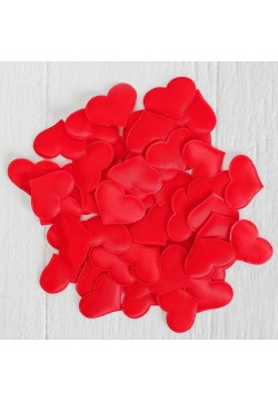 Сердечки 3,2 см, текстиль, красный (50 шт)
