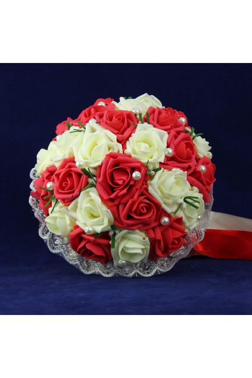 Букет-дублёр Розы латекс 2, (айвори-красный)