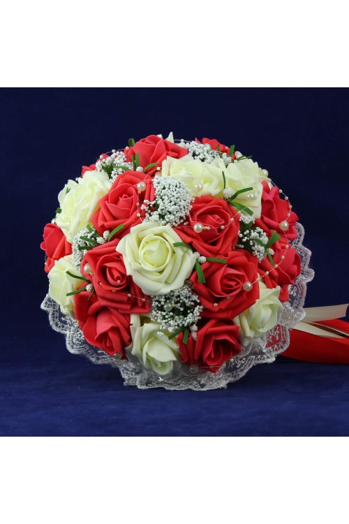 Букет-дублёр Розы латекс 3, (айвори-красный)