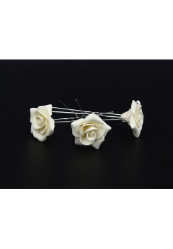Цветок на шпильке "Роза №2" айвори