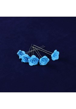 Цветок на шпильке "Роза №2" голубой