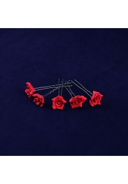 Цветок на шпильке "Роза №2" красный