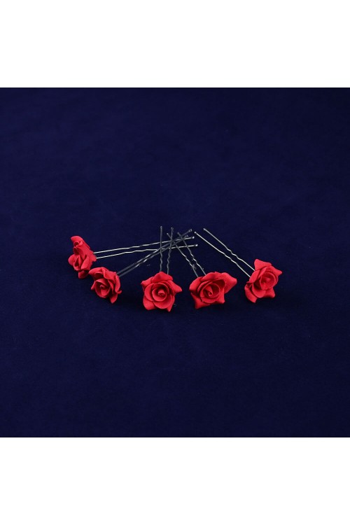 Цветок на шпильке "Роза №2" красный