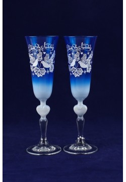 Фужеры для шампанского Свадебные (синие)