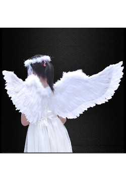 Крылья Ангела белые 80*40см (перо, картон)
